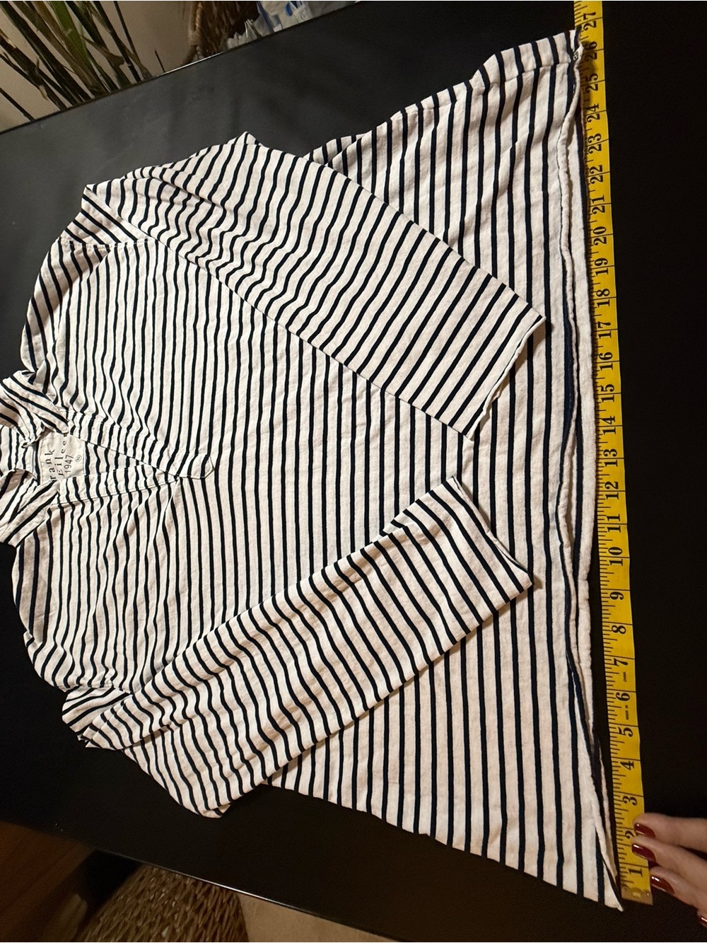 Frank & Eileen Patrick Popover Henley Striped Black and White Size XL - Picture 6 of 10